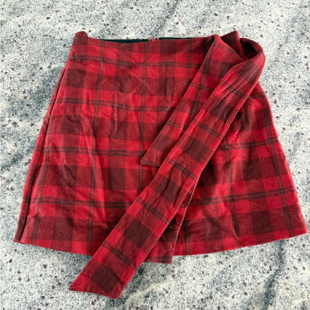 Aritzia Wilfred Red Plaid A-Line Skirt